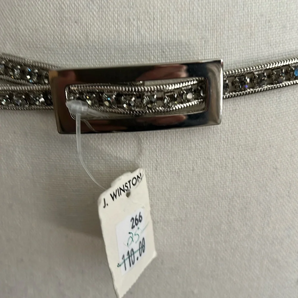 NWT J. Winston rhinestone & silver belt, 40” long